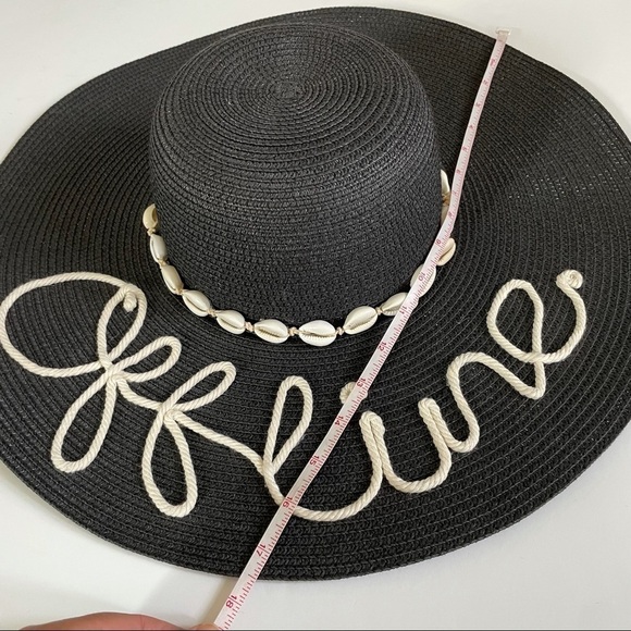 Straw Black Sun Hat “Offline” and Shell Trim New - Picture 3 of 5